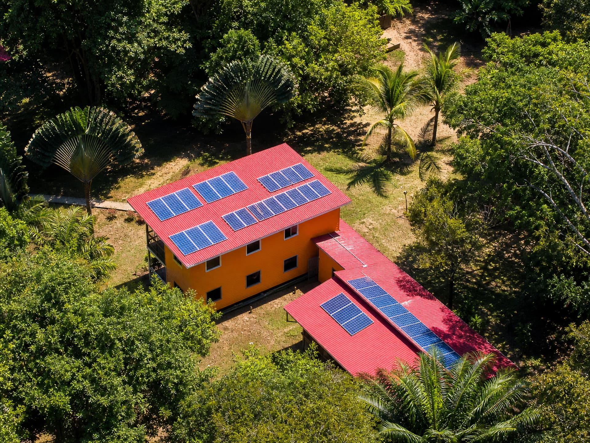 Solar panels powering Dolphin Blue Paradise
