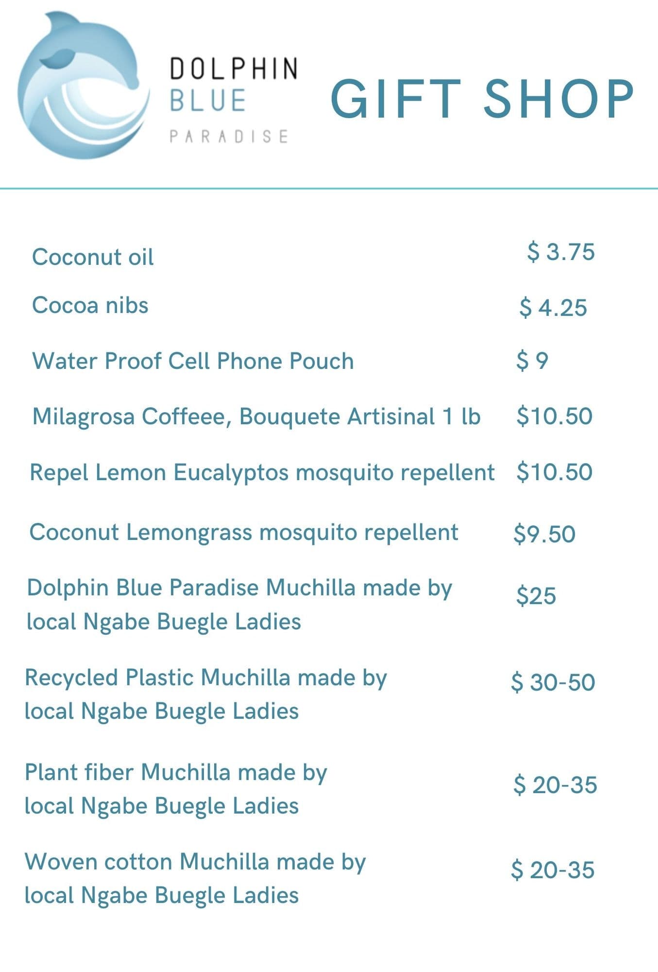 Gift shop items at Dolphin Blue Paradise - Local products, souvenirs, and gifts available at Blå Bar & Restaurant, Bocas del Toro