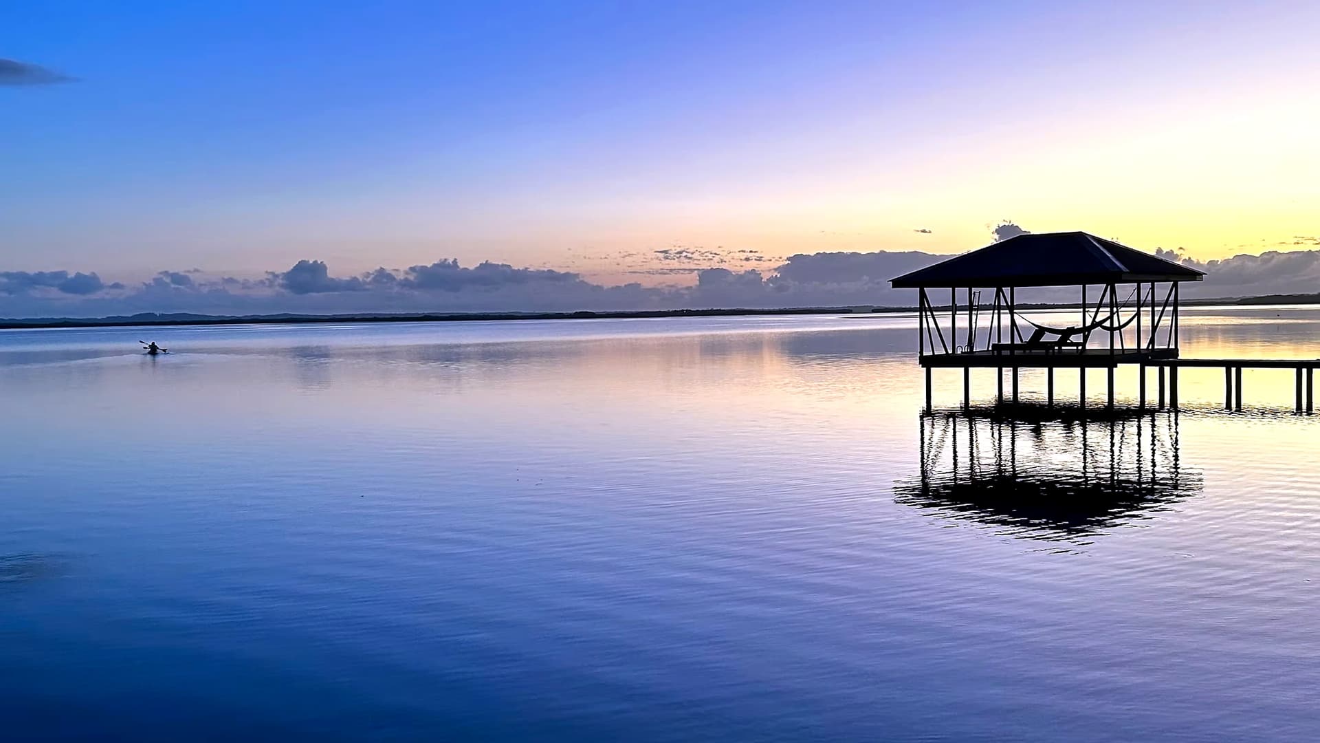 Hammock area at Dolphin Blue Paradise in Bocas del Toro, Panama